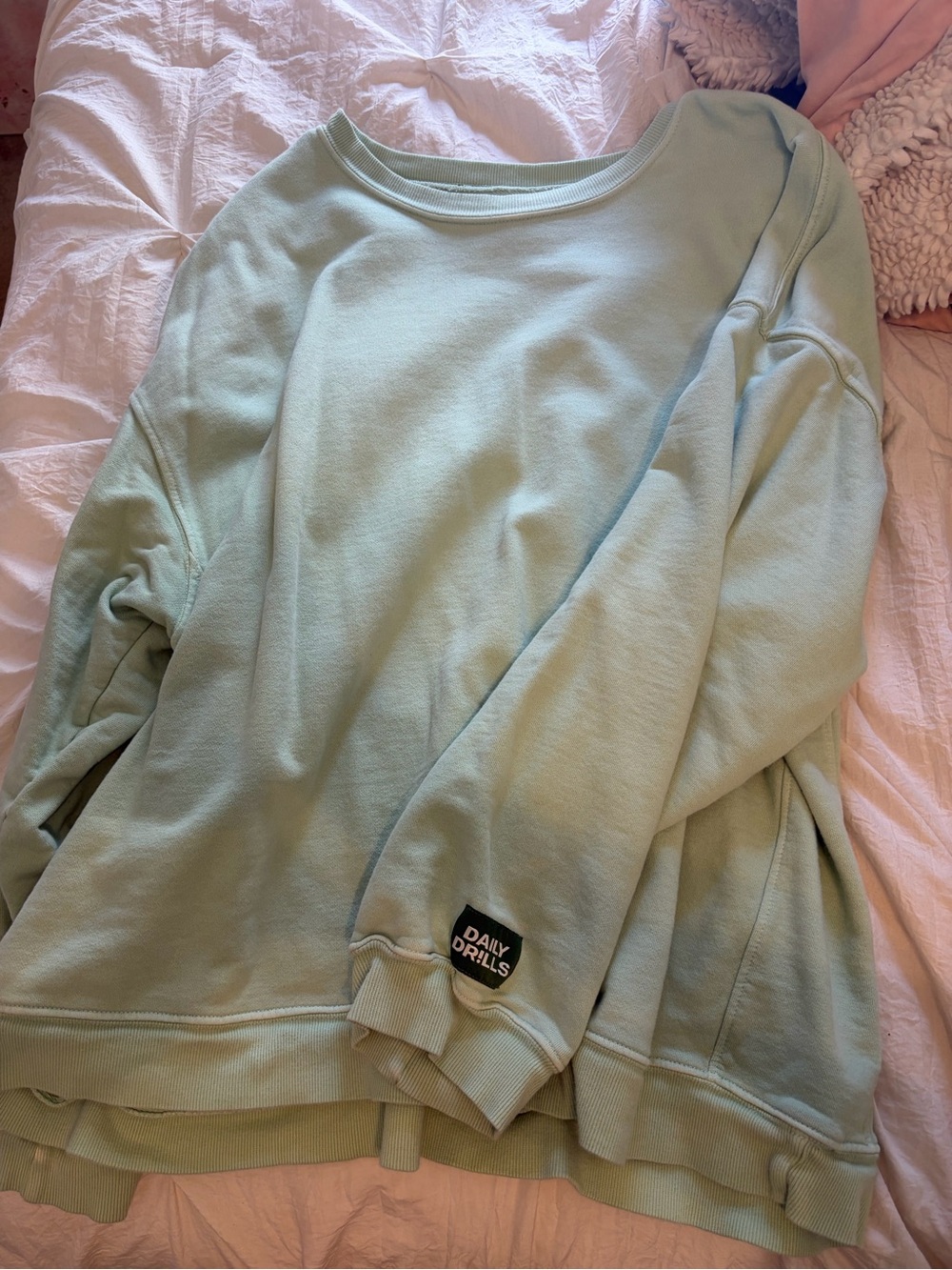 Daily Drills Mint Green Relaxed Crewneck Sweater